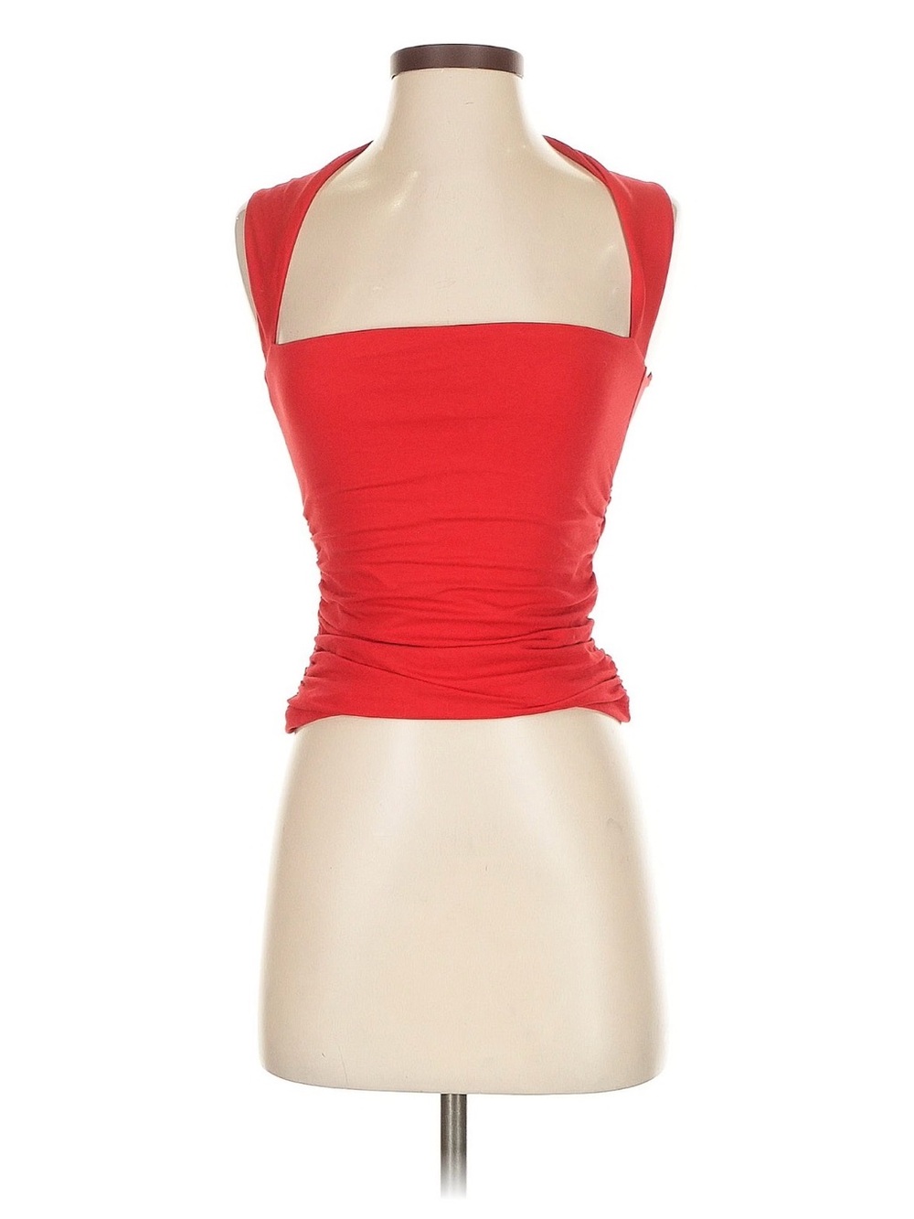 Abercrombie & Fitch Red Square Neck Ruched Tank Top